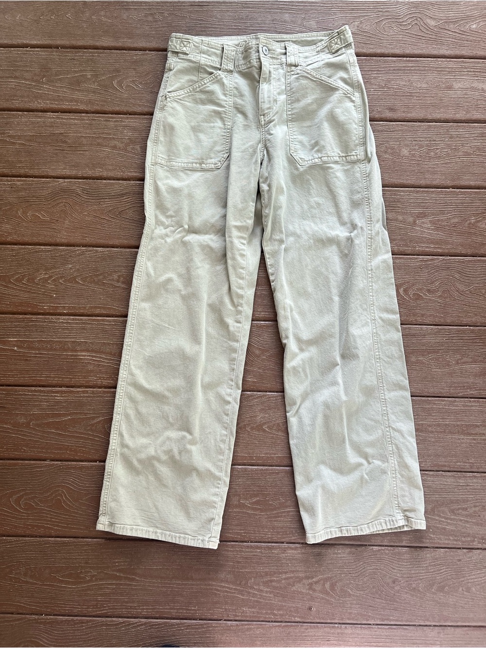 American Eagle Outfitters Olive Green Slim Wide-Leg Pants size 4 - Picture 3 of 9